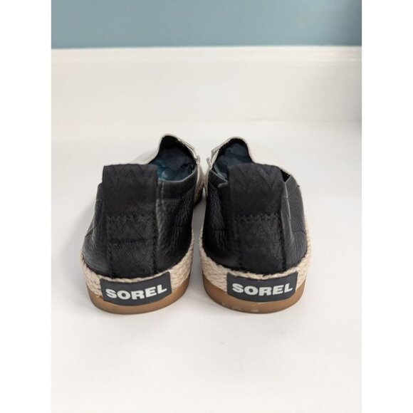 Sorel Ella Jute Leather Slip On Espadrilles Black And White Size 8.5 - Picture 3 of 6